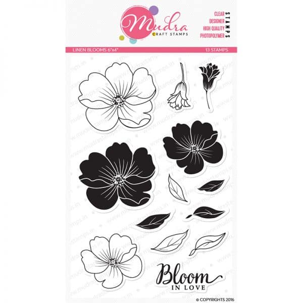 linen blooms design photopolymer stamp for crafts, arts and DIY by Mudra