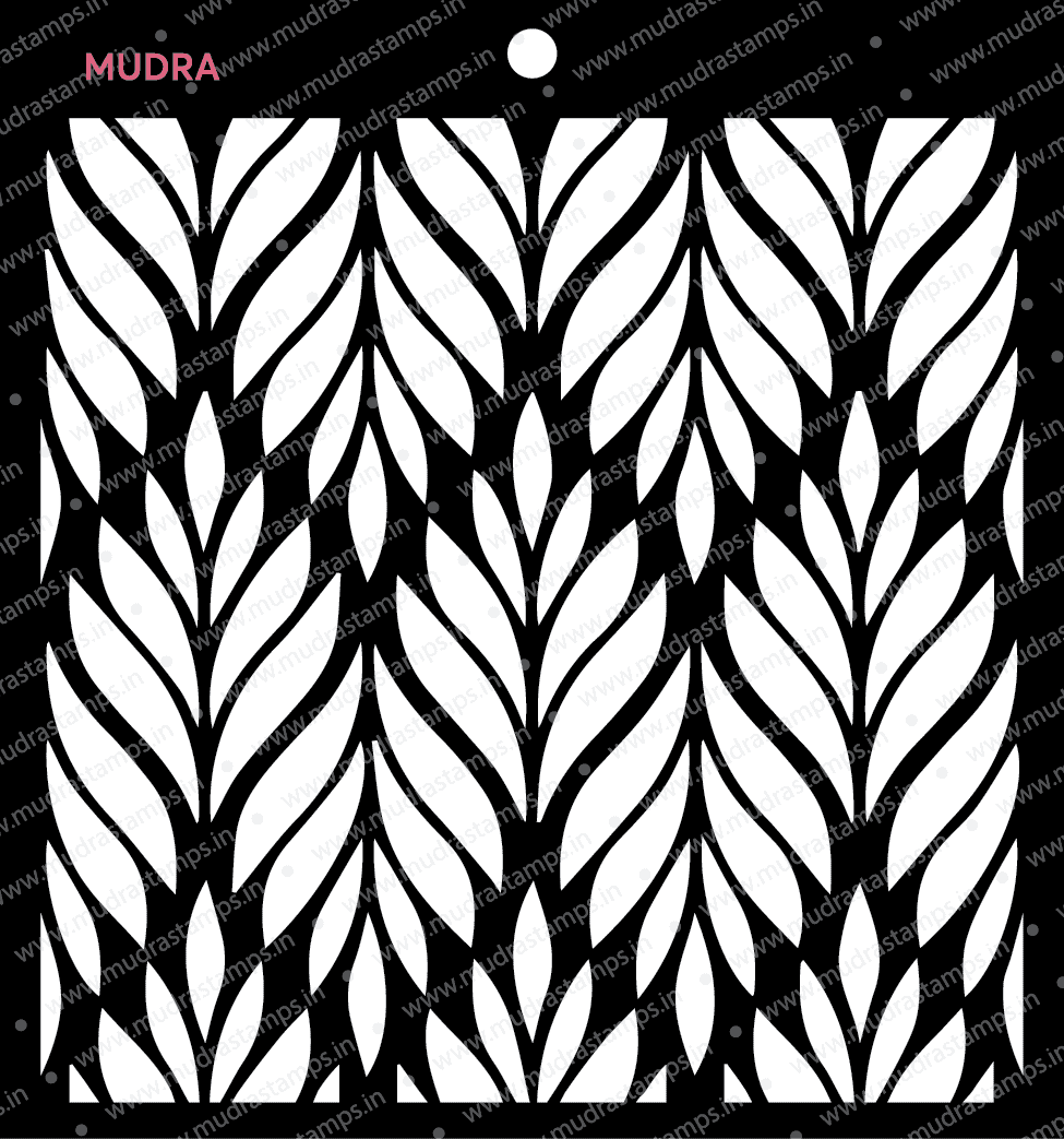 Mudra Stencil – Leafy Pattern 6×6 – Mudra Craft Stamps