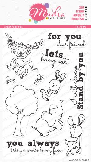 critter party design photopolymer stamp for crafts, arts and DIY by Mudra