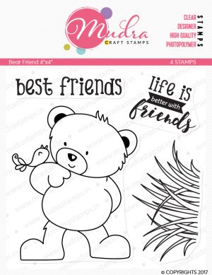 bear friend design photopolymer stamp for crafts, arts and DIY by Mudra