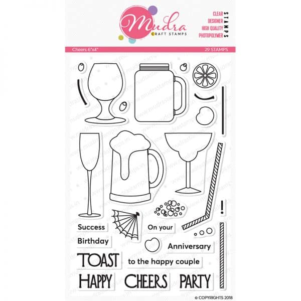 cheers design photopolymer stamp for crafts, arts and DIY by Mudra