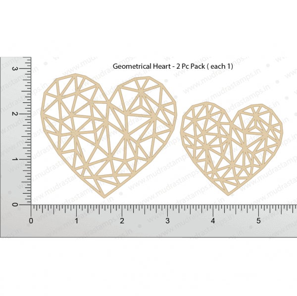 Chipzeb - Geometrical Heart - designer chipboard laser cut embellishment by Mudra