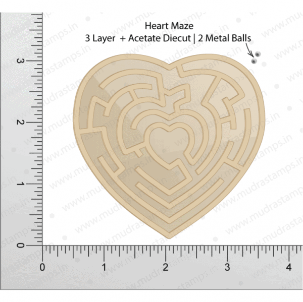Chipzeb - Heart Maze - designer chipboard laser cut embellishment by Mudra