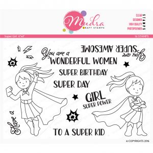 super girl design photopolymer stamp for crafts, arts and DIY by Mudra