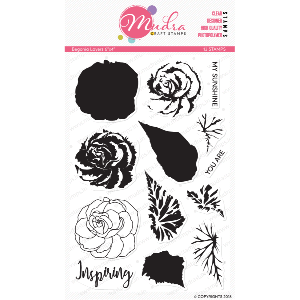 begnolia design photopolymer stamp for crafts, arts and DIY by Mudra
