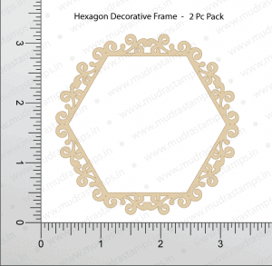 Chipzeb - Hexagon Decorative Frame - designer chipboard laser cut embellishment by Mudra