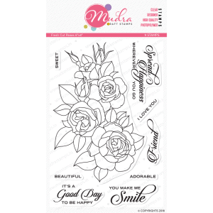 fresh cut rose design photopolymer stamp for crafts, arts and DIY by Mudra