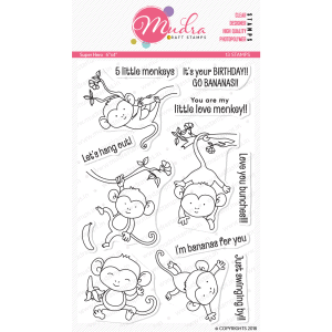 5 little monkeys design photopolymer stamp for crafts, arts and DIY by Mudra