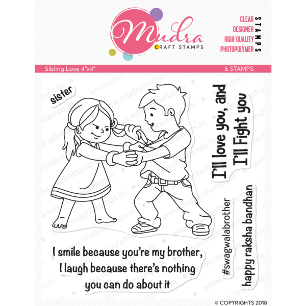 sibling love design photopolymer stamp for crafts, arts and DIY by Mudra