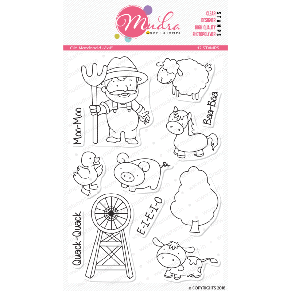 old macdonald design photopolymer stamp for crafts, arts and DIY by Mudra