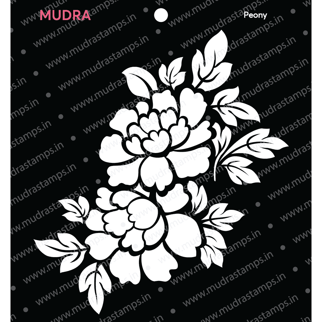 Mudra Stencil – Peony 6×6 – Mudra Craft Stamps