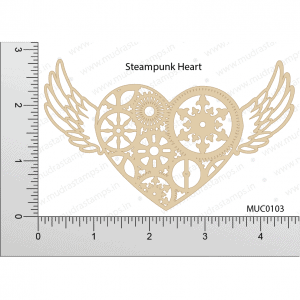 Chipzeb - Steampunk Heart - designer chipboard laser cut embellishment by Mudra