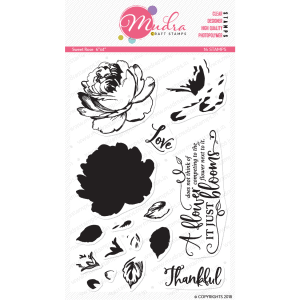 sweet rose design photopolymer stamp for crafts, arts and DIY by Mudra