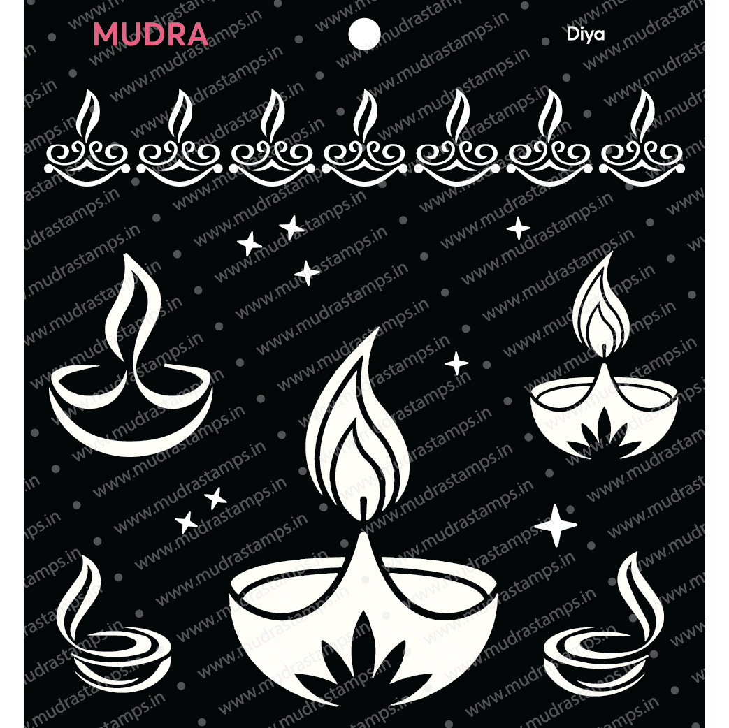 Mudra Stencil – Diya 6×6 – Mudra Craft Stamps