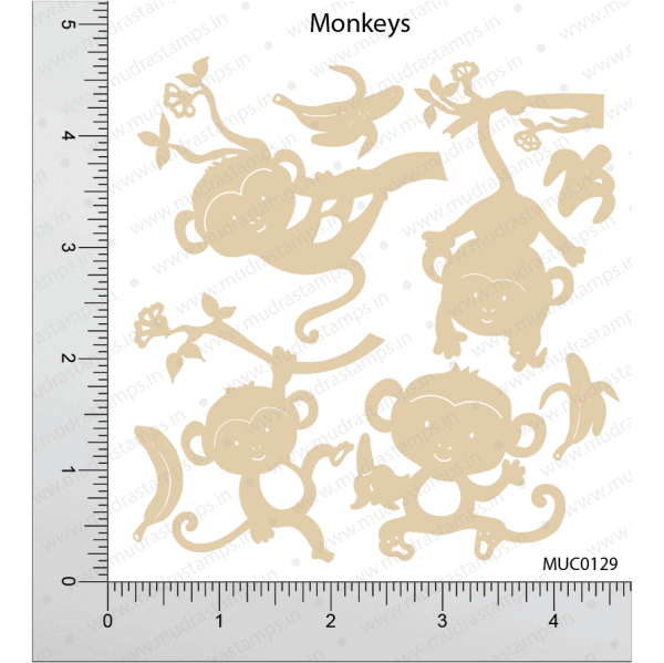 Chipzeb - Monkeys - designer chipboard laser cut embellishment by Mudra