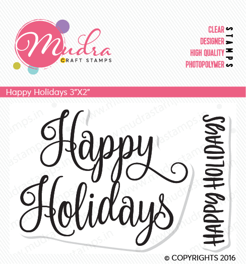 happy holidays design photopolymer stamp for crafts, arts and DIY by Mudra