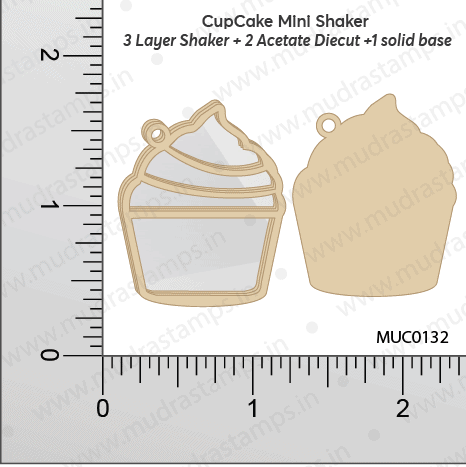 Chipzeb - Cup Cake - designer chipboard laser cut embellishment by Mudra