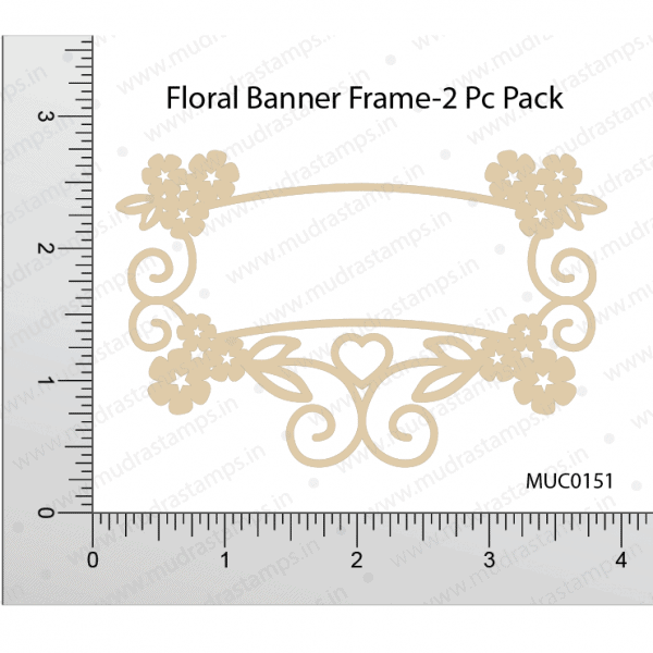 Chipzeb - Floral Banner Frame - designer chipboard laser cut embellishment by Mudra