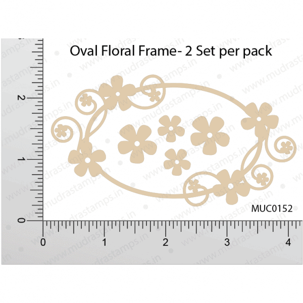 Chipzeb - Oval Floral Frame - designer chipboard laser cut embellishment by Mudra