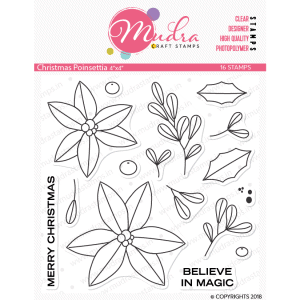 christmas poinsettia design photopolymer stamp for crafts, arts and DIY by Mudra