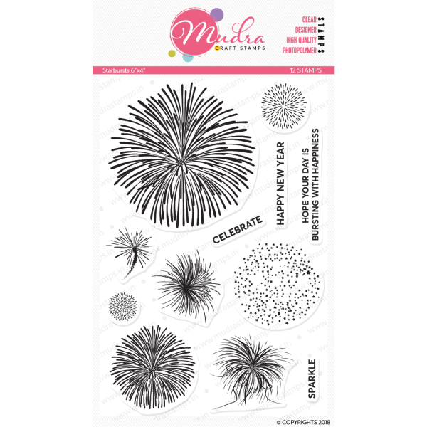 starbursts design photopolymer stamp for crafts, arts and DIY by Mudra