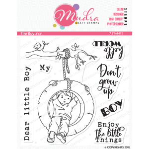 tire boy design photopolymer stamp for crafts, arts and DIY by Mudra