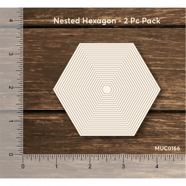 Chipzeb - Nested Hexagon - designer chipboard laser cut embellishment by Mudra