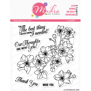 Cherry Blossom design photopolymer stamp for crafts, arts and DIY by Mudra