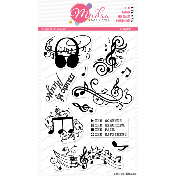 magical music design photopolymer stamp for crafts, arts and DIY by Mudra