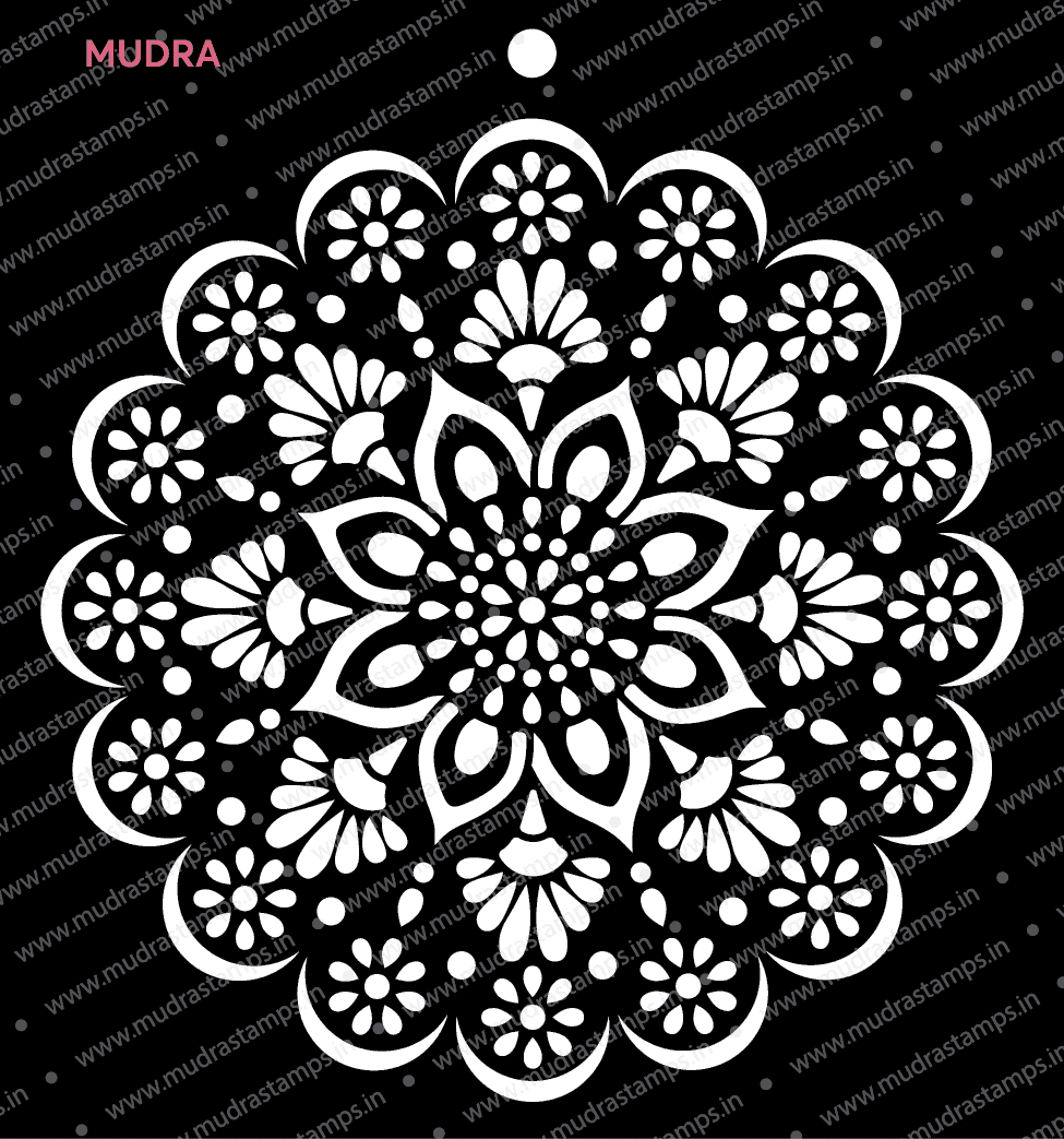 Mudra Stencil – Mandala #3 6×6 – Mudra Craft Stamps