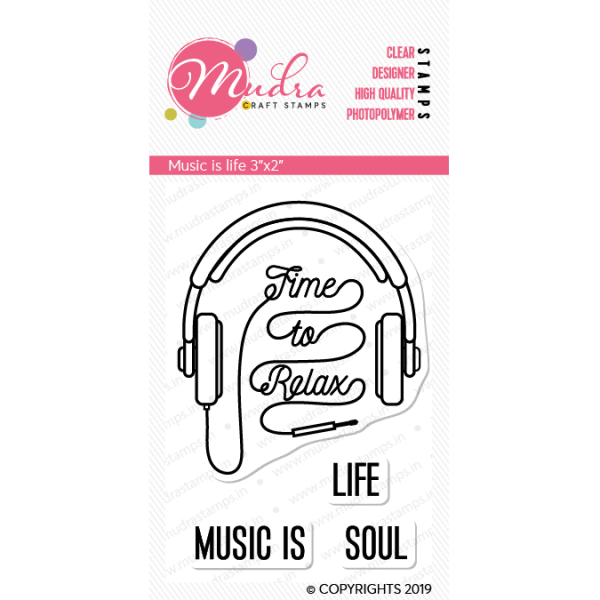 music is life design photopolymer stamp for crafts, arts and DIY by Mudra