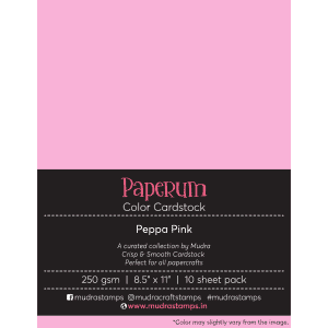 Peppa Pink Color Cardstock Paper board 250gsm 8.5x11 - Mudra Paperum