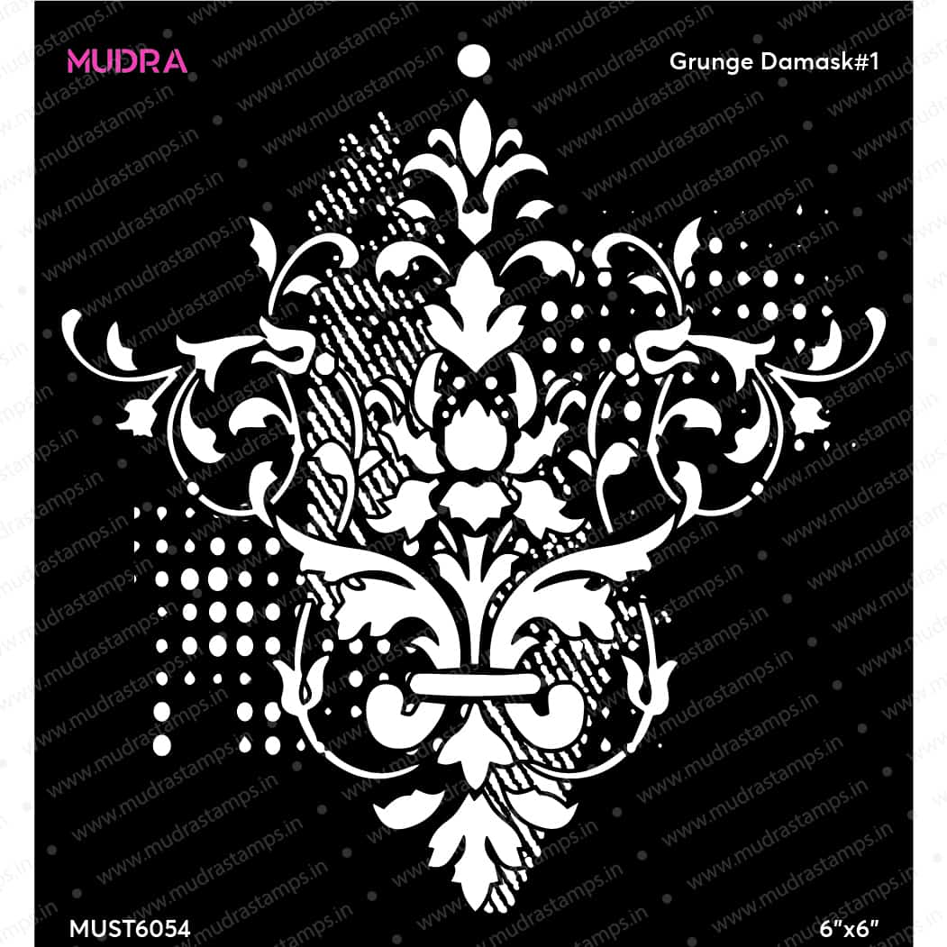 Mudra Stencil – Grunge Damask #1 6×6 – Mudra Craft Stamps