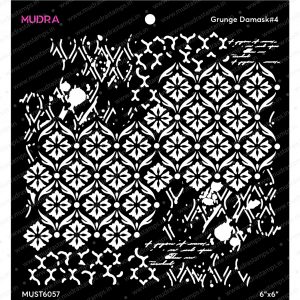 Craft Stencils - Grunge Damask #4 6x6 - Mudra