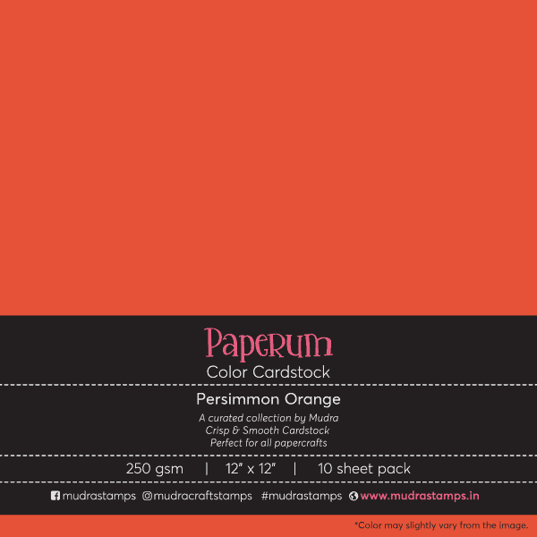 Persimmon Orange Color Cardstock Paper board 250gsm 12x12 - Mudra Paperum