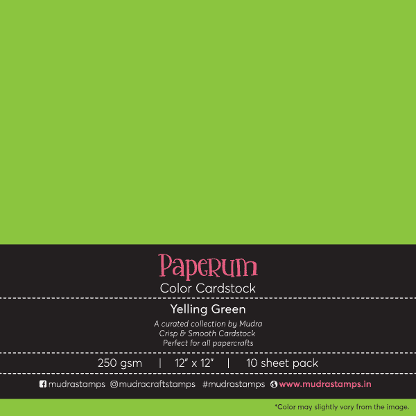 Yelling Green Color Cardstock Paper board 250gsm 12x12 - Mudra Paperum