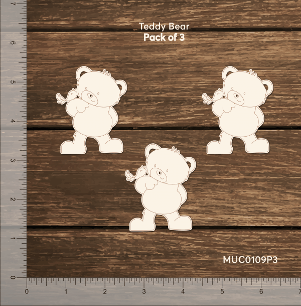 Chipzeb - Teddy Bear - designer chipboard laser cut embellishment by Mudra