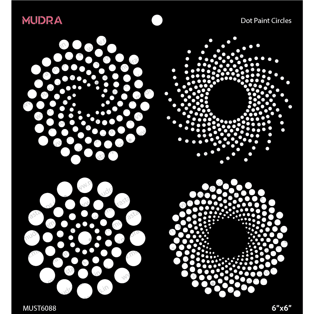 Mudra Stencil – Dot Paint Circles 6×6 – Mudra Craft Stamps