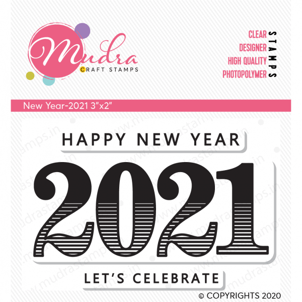 Happy New Year 2021 design photopolymer stamp for crafts, arts and DIY by Mudra