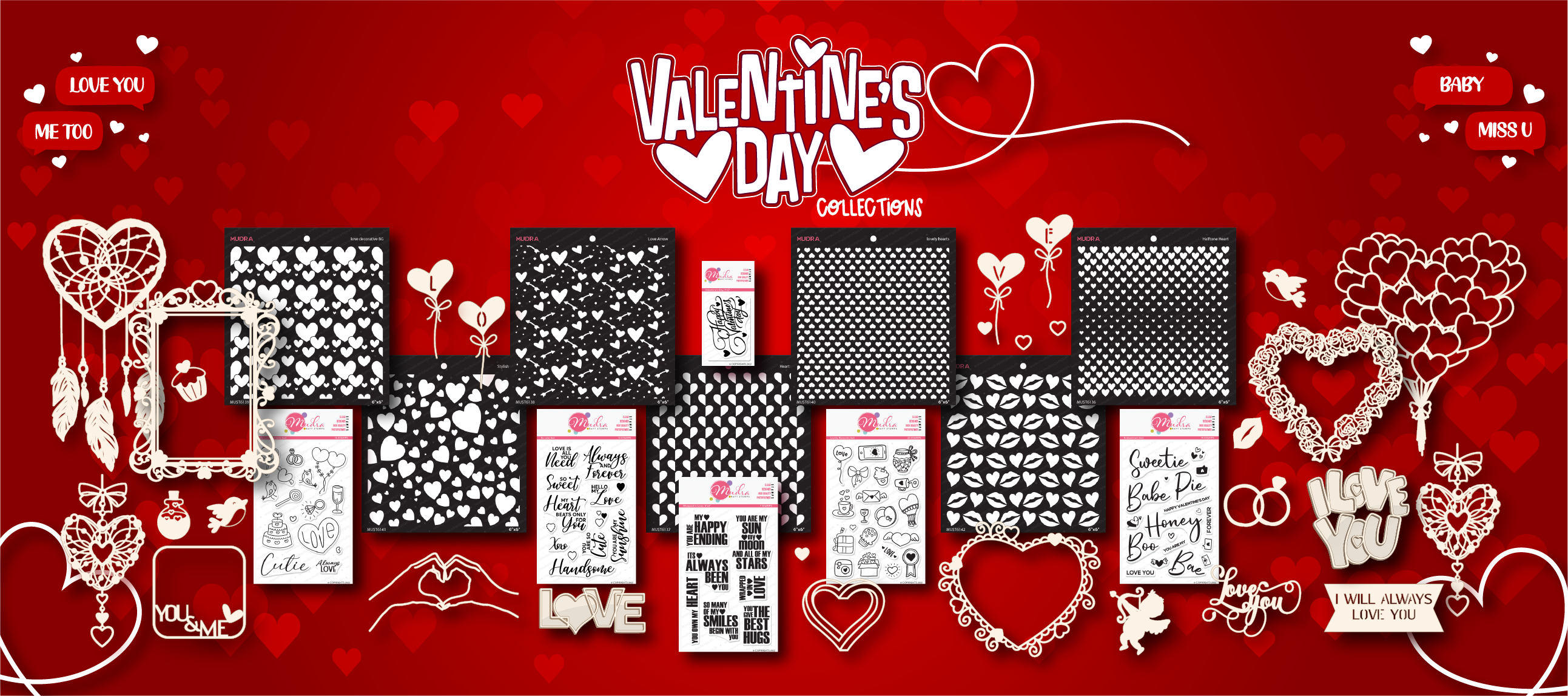 Valentines day Collection Craft supplies from Mudra stamps